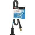 Cci 0 Extension Cord, 6 ft L, 15 A, 125 V, Black 292